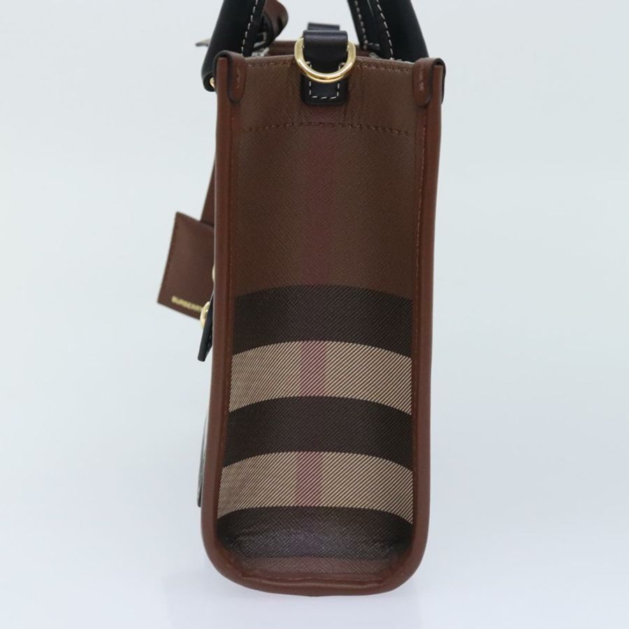 【日本直送】BURBERRY Nova 格紋手提包 皮革 兩用 棕色 金色 正品 91589A-3