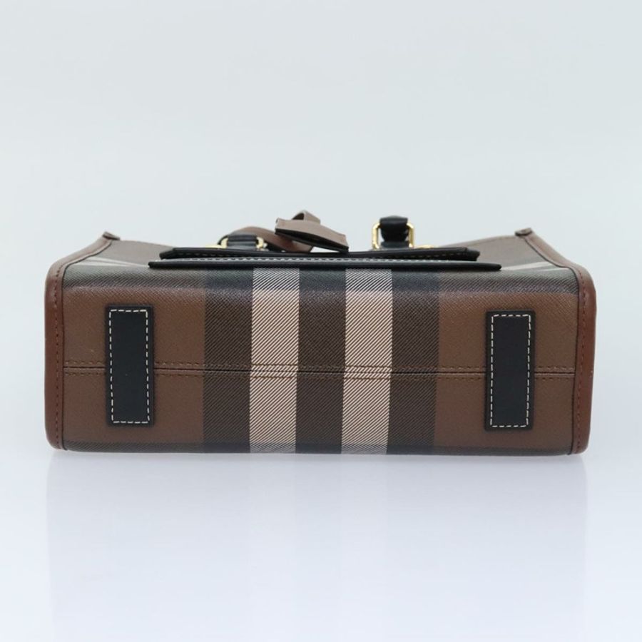 【日本直送】BURBERRY Nova 格紋手提包 皮革 兩用 棕色 金色 正品 91589A-4