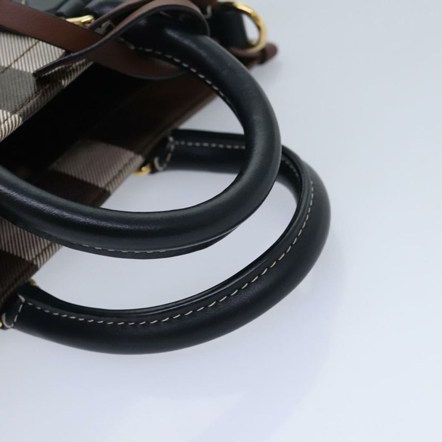 【日本直送】BURBERRY Nova 格紋手提包 皮革 兩用 棕色 金色 正品 91589A-6