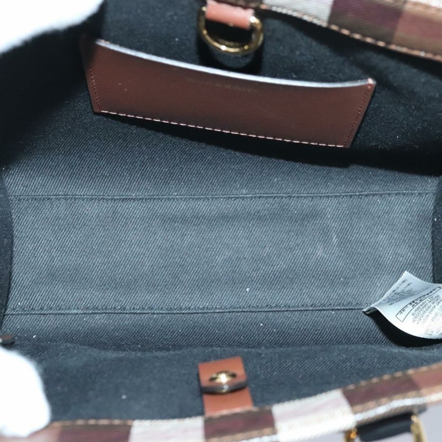 【日本直送】BURBERRY Nova 格紋手提包 皮革 兩用 棕色 金色 正品 91589A-9