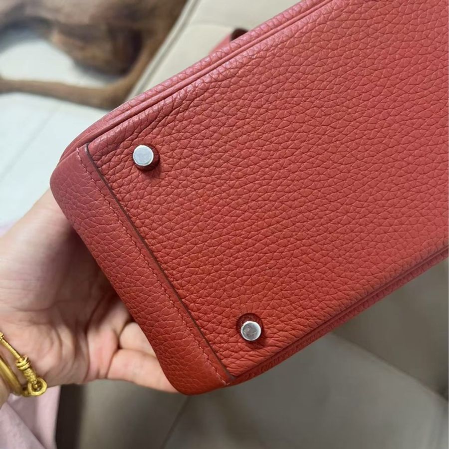 Hermes🌈Mini Lindy一代❤️磚紅色銀扣❤️99新🌟TC皮🌟-4