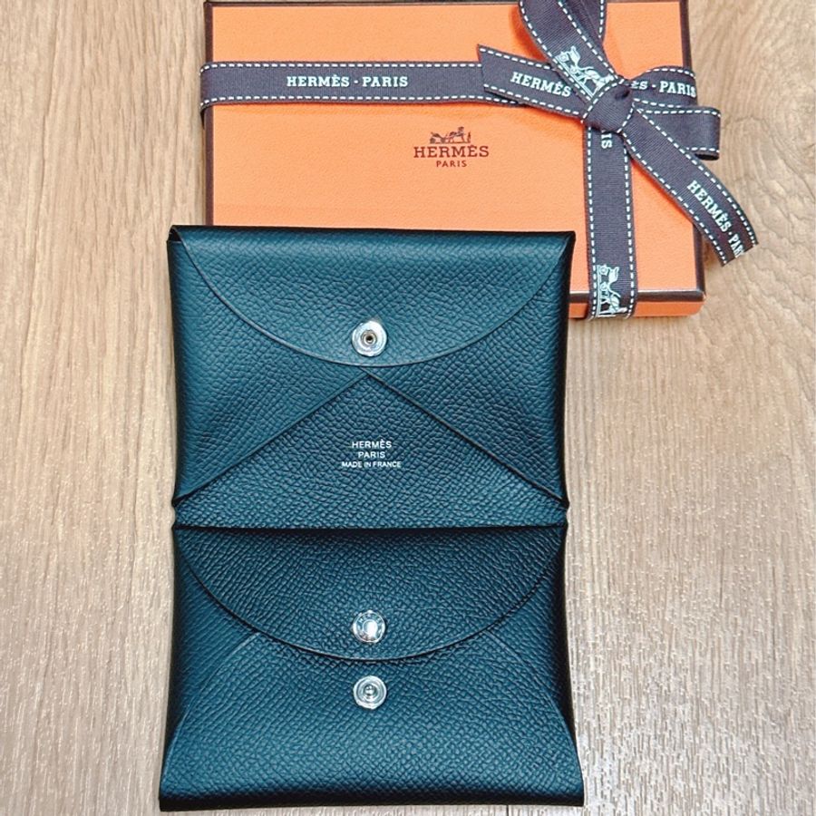 愛馬仕 Hermes Calvi Duo 卡包 零錢包 皮夾 皮包 全新 Epsom皮-0