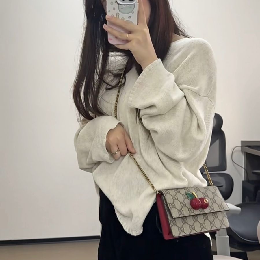 全新 GUCCI古馳 櫻桃🍒老花Logo 帆布 斜挎包-4