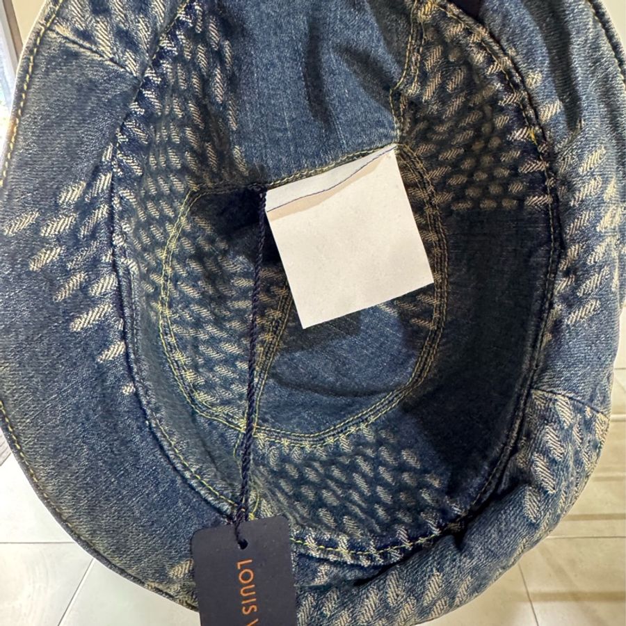 LV X nigo 聯名 丹寧 牛仔 拼接 老花 漁夫帽 遮陽帽 休閒帽 帽子-2