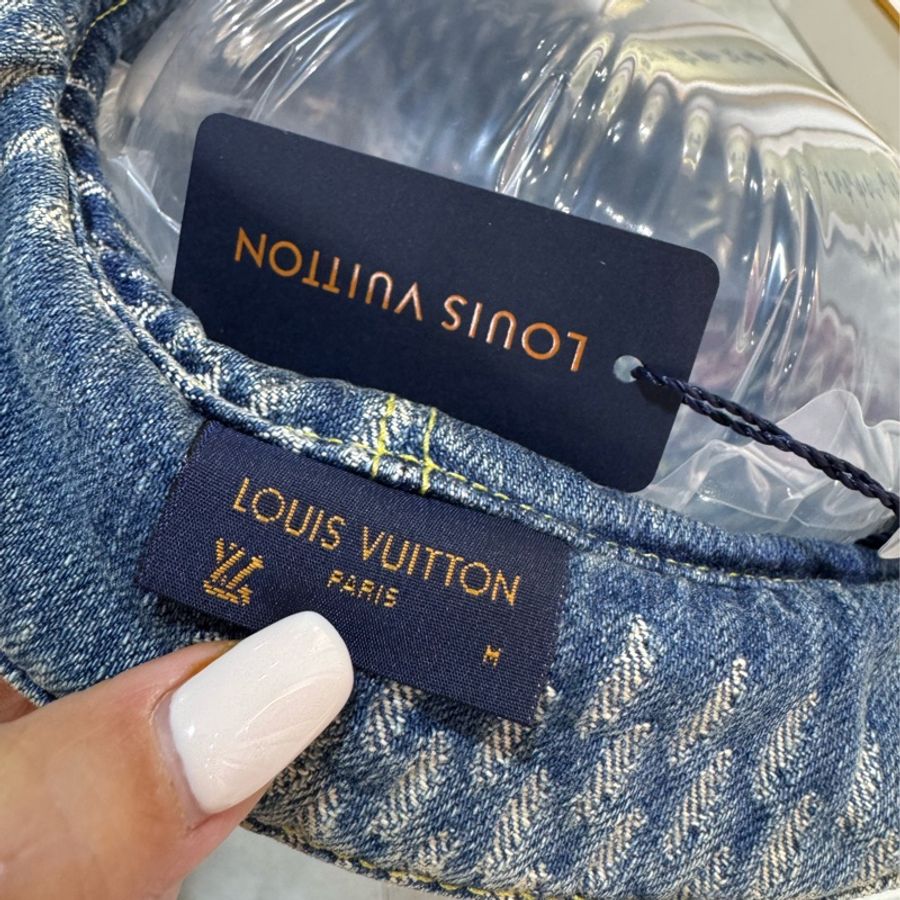 LV X nigo 聯名 丹寧 牛仔 拼接 老花 漁夫帽 遮陽帽 休閒帽 帽子-13
