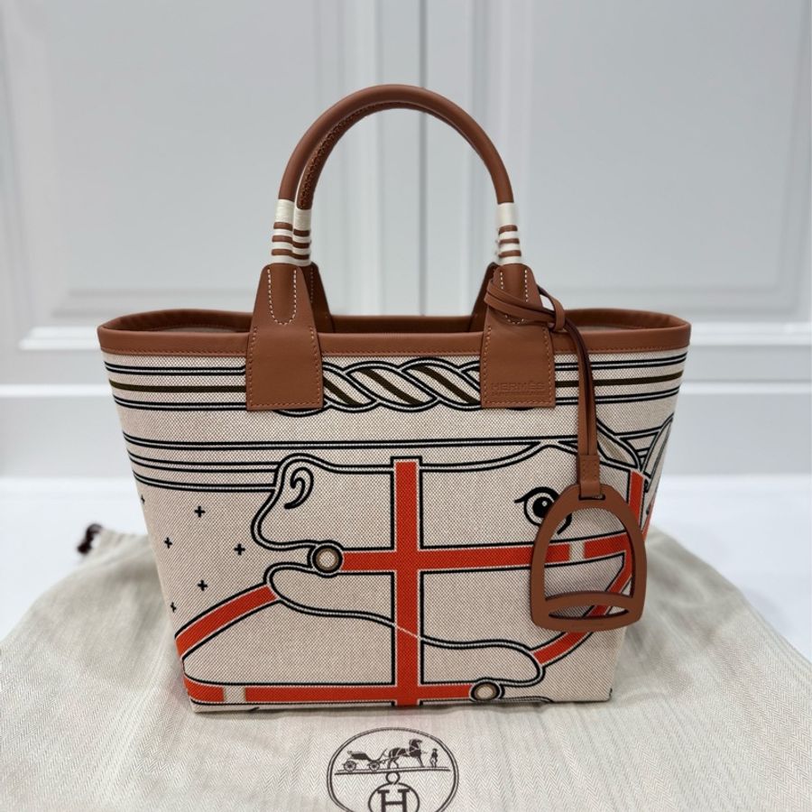 hermes 愛馬仕 Steeple 25 bag 米色 H Plume 帆布 Swift小牛皮 托特包 手提包 肩背包-0