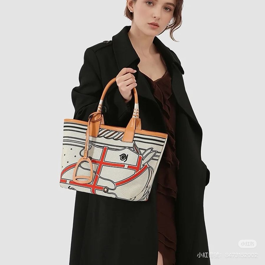 hermes 愛馬仕 Steeple 25 bag 米色 H Plume 帆布 Swift小牛皮 托特包 手提包 肩背包-10