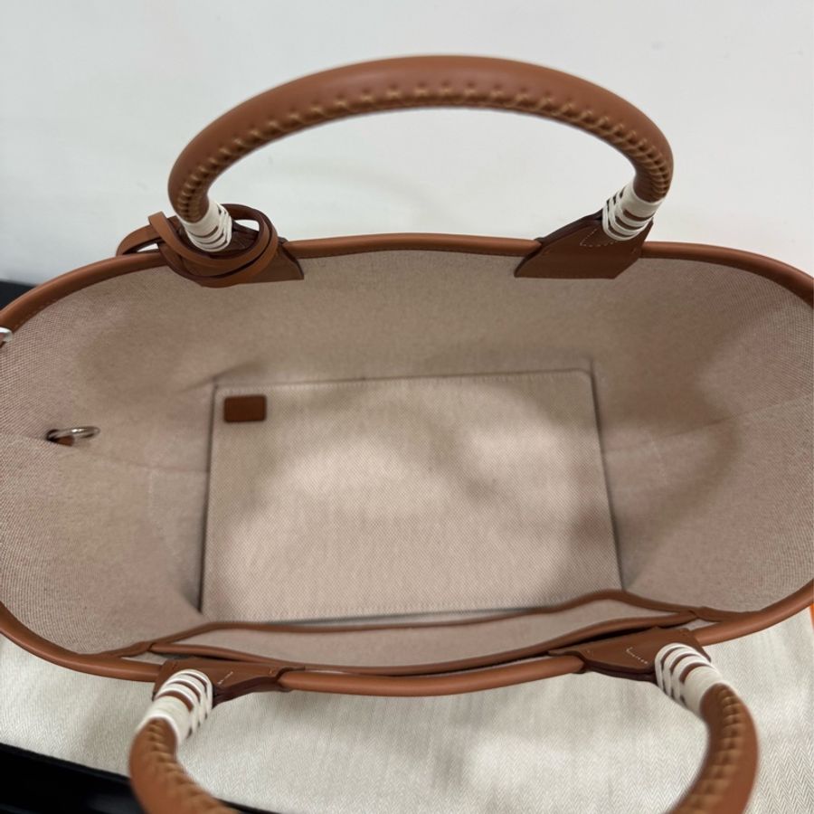 hermes 愛馬仕 Steeple 25 bag 米色 H Plume 帆布 Swift小牛皮 托特包 手提包 肩背包-20