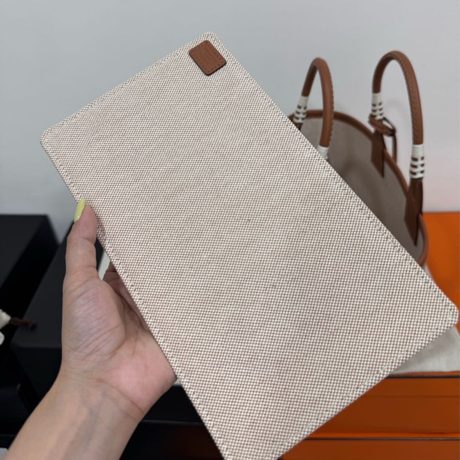 hermes 愛馬仕 Steeple 25 bag 米色 H Plume 帆布 Swift小牛皮 托特包 手提包 肩背包-23
