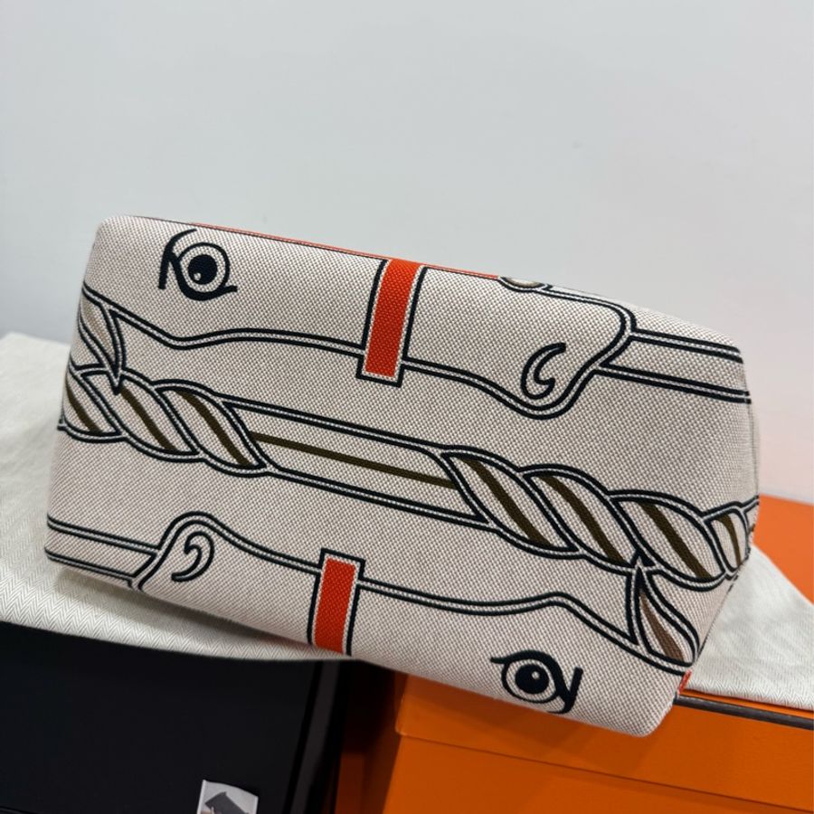 hermes 愛馬仕 Steeple 25 bag 米色 H Plume 帆布 Swift小牛皮 托特包 手提包 肩背包-32