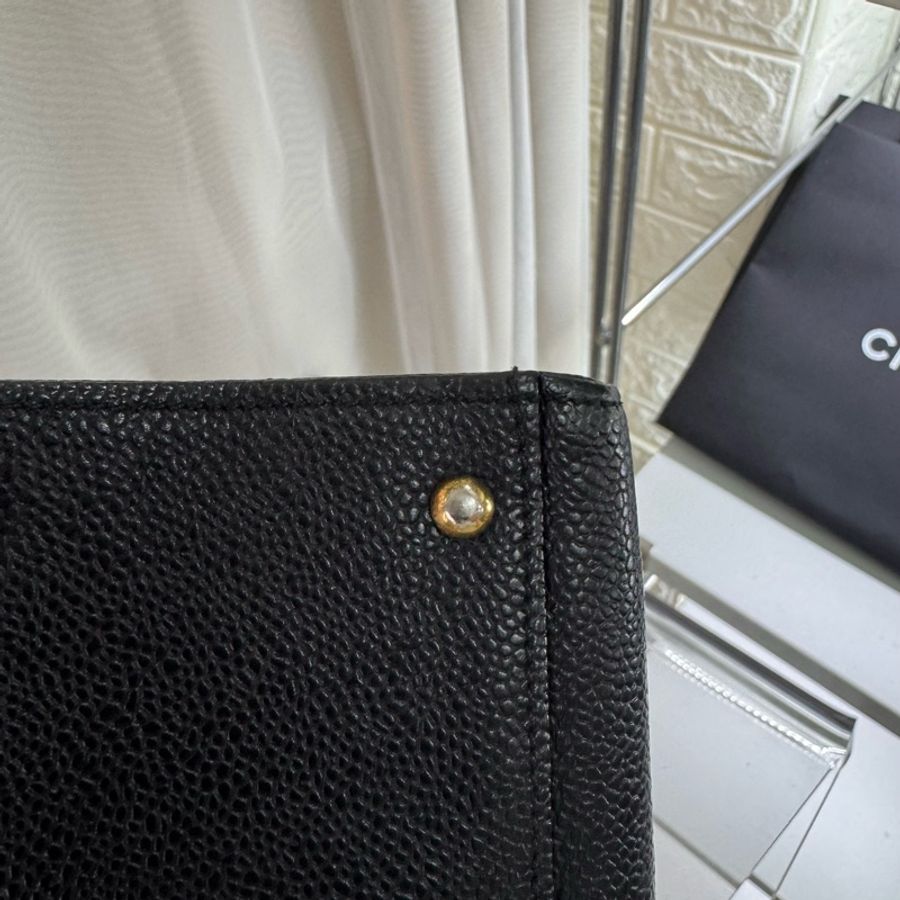 Chanel 黑金魚子醬雙c扣奶粉鏈條包帶卡-6