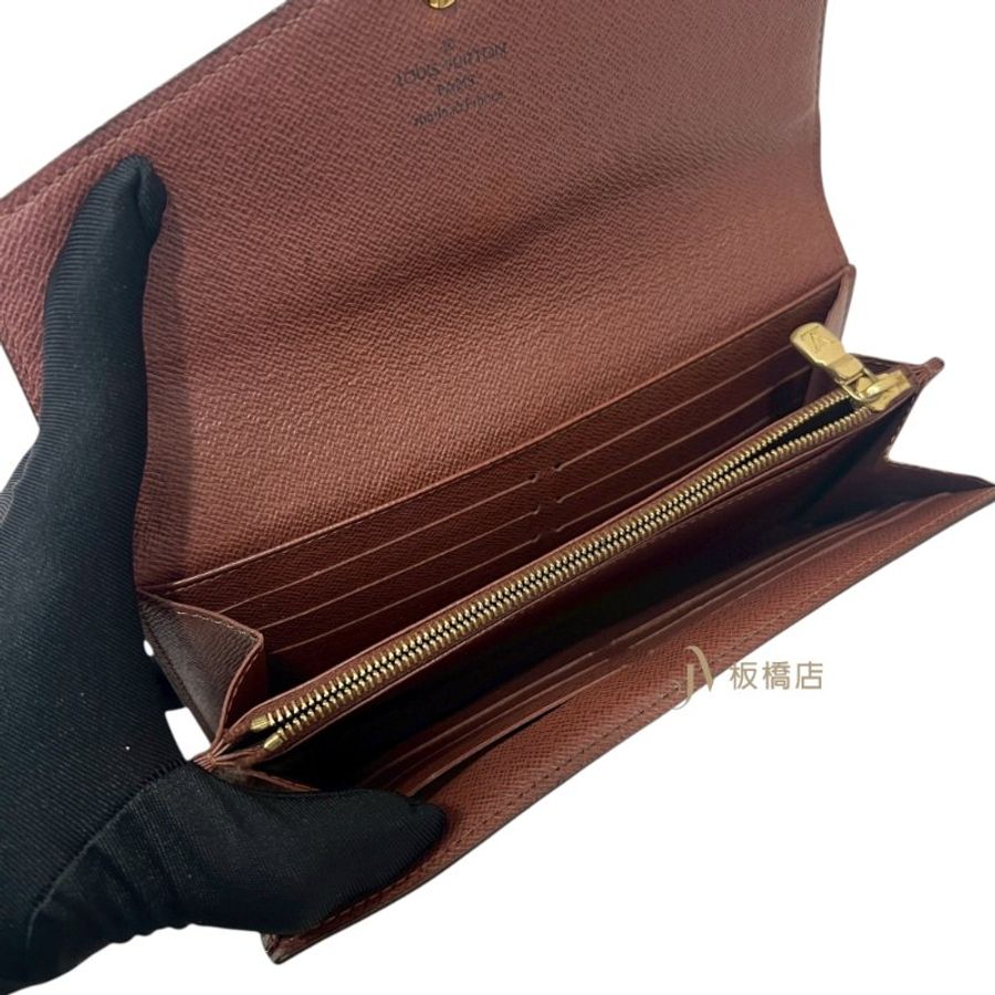LV原花金釦咖啡內裡信封長夾M60531-5