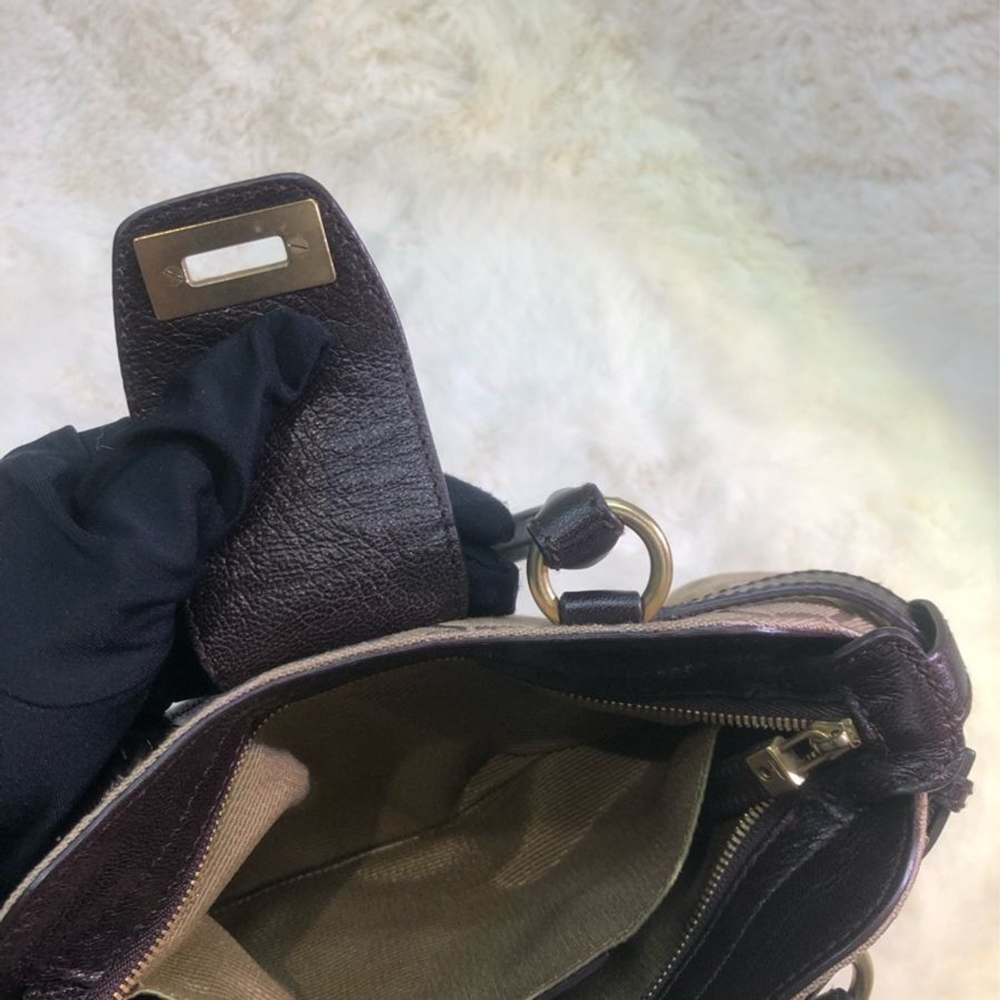 Ferragamo 老花布面 啡色手提帶 手拎包 XB363-36