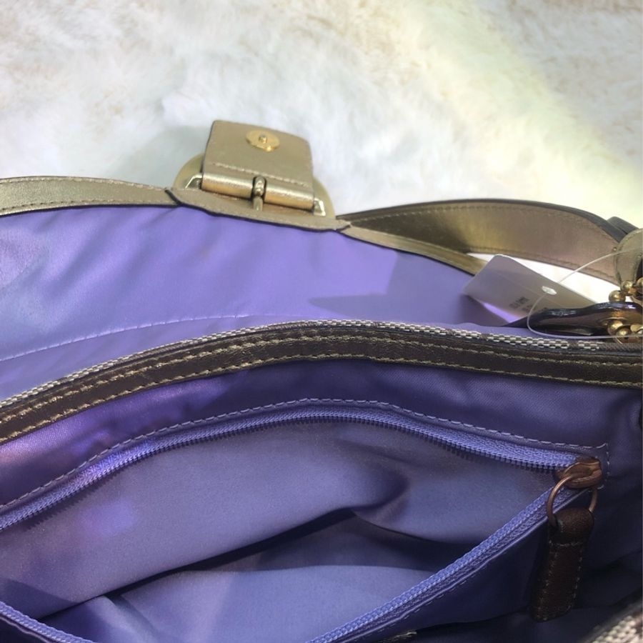 Coach 老花布面金色腋下包 XA490-23