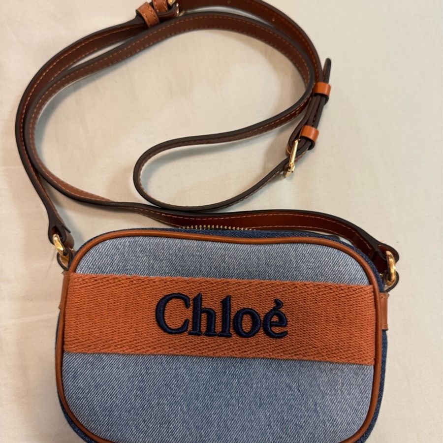 Chloe 拼色牛仔相機包-5