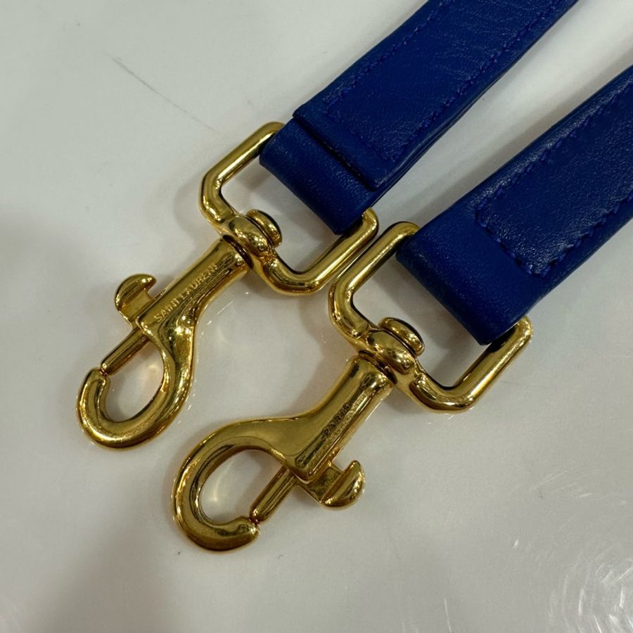 YSL 372087 皇家藍牛皮金釦斜背包 cabas mini-45