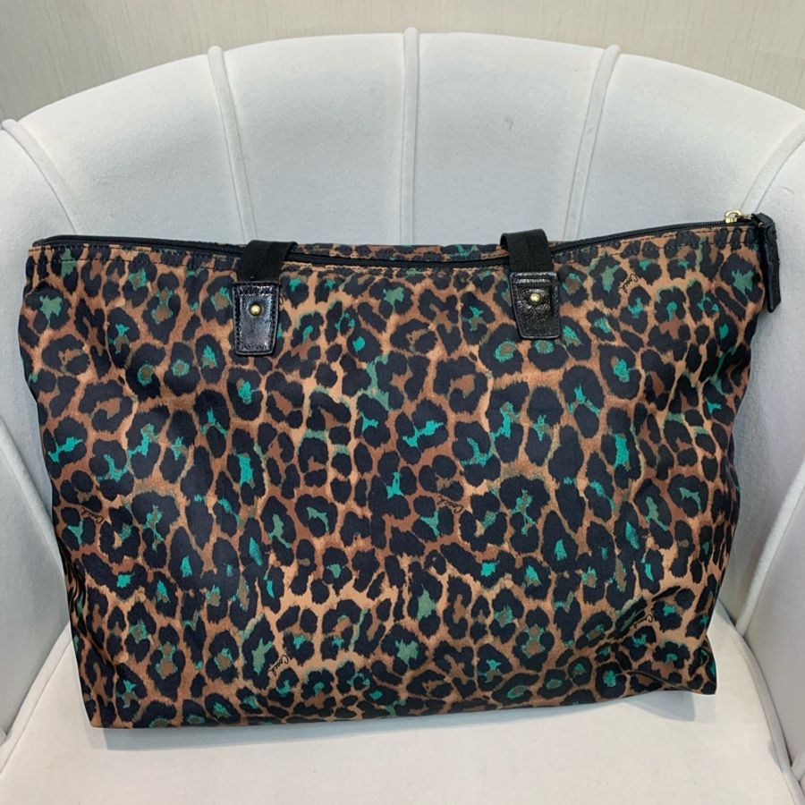 Coach 啡色豹紋大托特包 布料 XB543-10