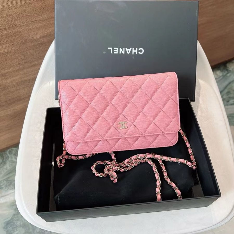 Chanel 23K珊瑚粉荔枝紋牛皮 膜都在 近新閒置😍-1