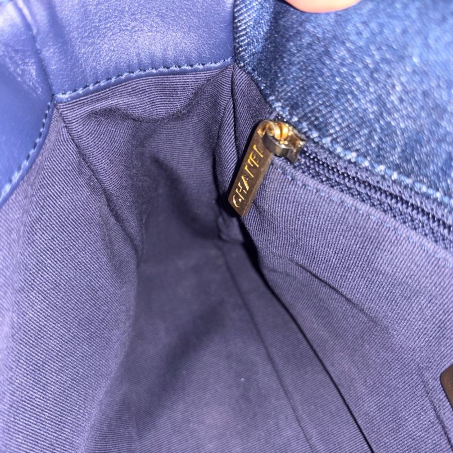99新🆕Chanel丹寧牛仔款深藍小號19bag手提斜款單肩包-21