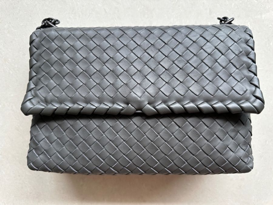 Bottega Veneta Olimpia 灰色編織肩背包 斜背包-5