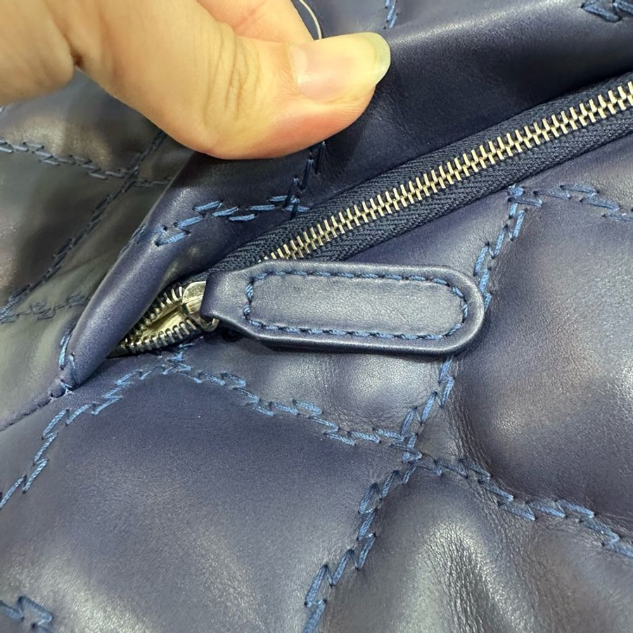 Chanel 藍色全皮雙C銀鏈肩背包-29