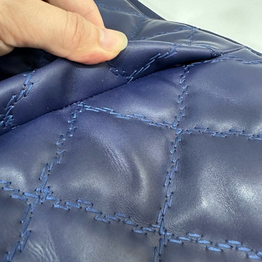 Chanel 藍色全皮雙C銀鏈肩背包-32