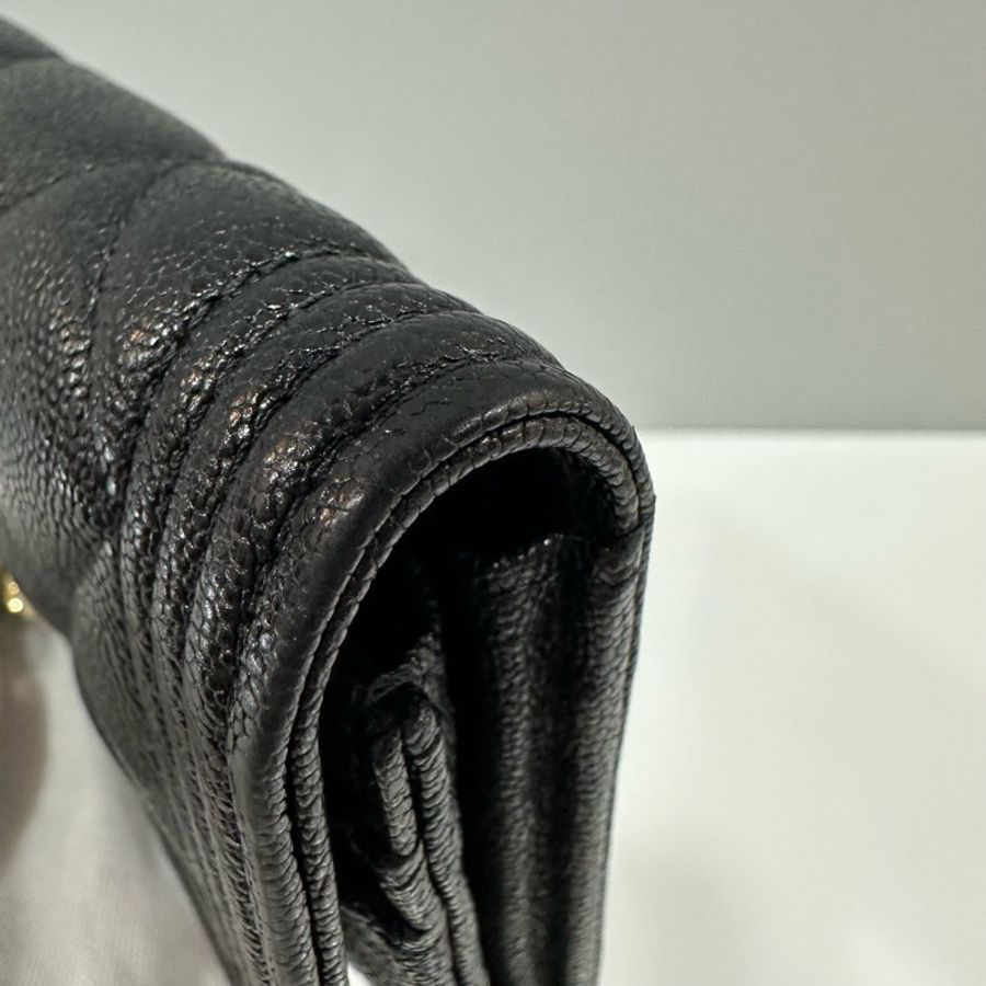chanel 黑荔枝皮金釦中夾 boy-13