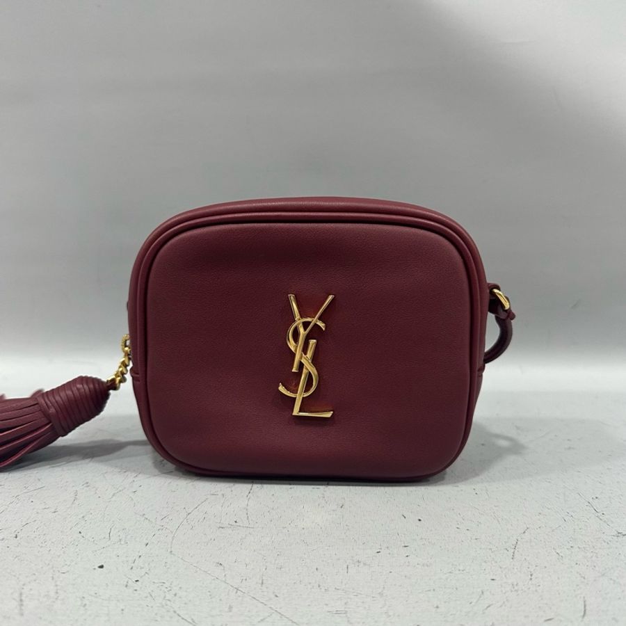 ysl 425317 酒紅金釦流蘇相機包-1