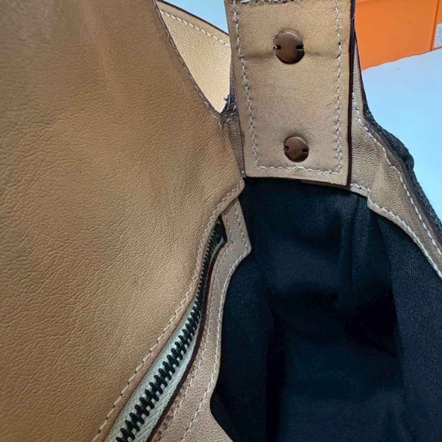 Gucci 駝皮邊黑logo布搖滾系列肩側包-19