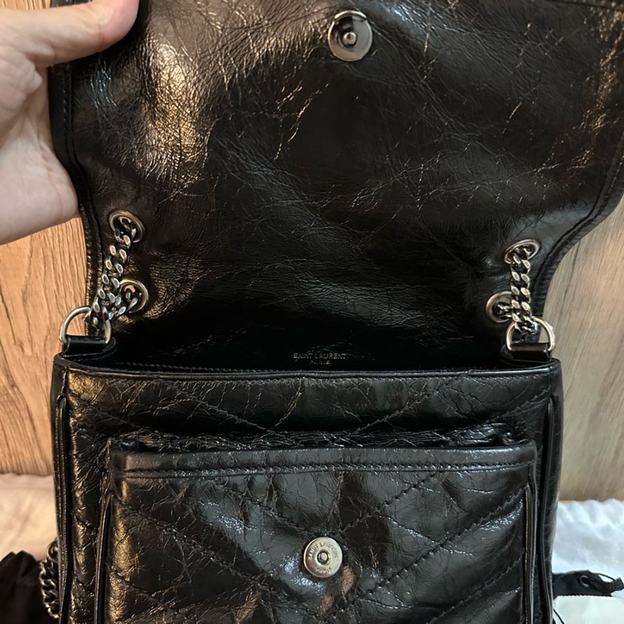 專櫃正品Saint Laurent YSL NIKI復古皮革BABY 黑色-14