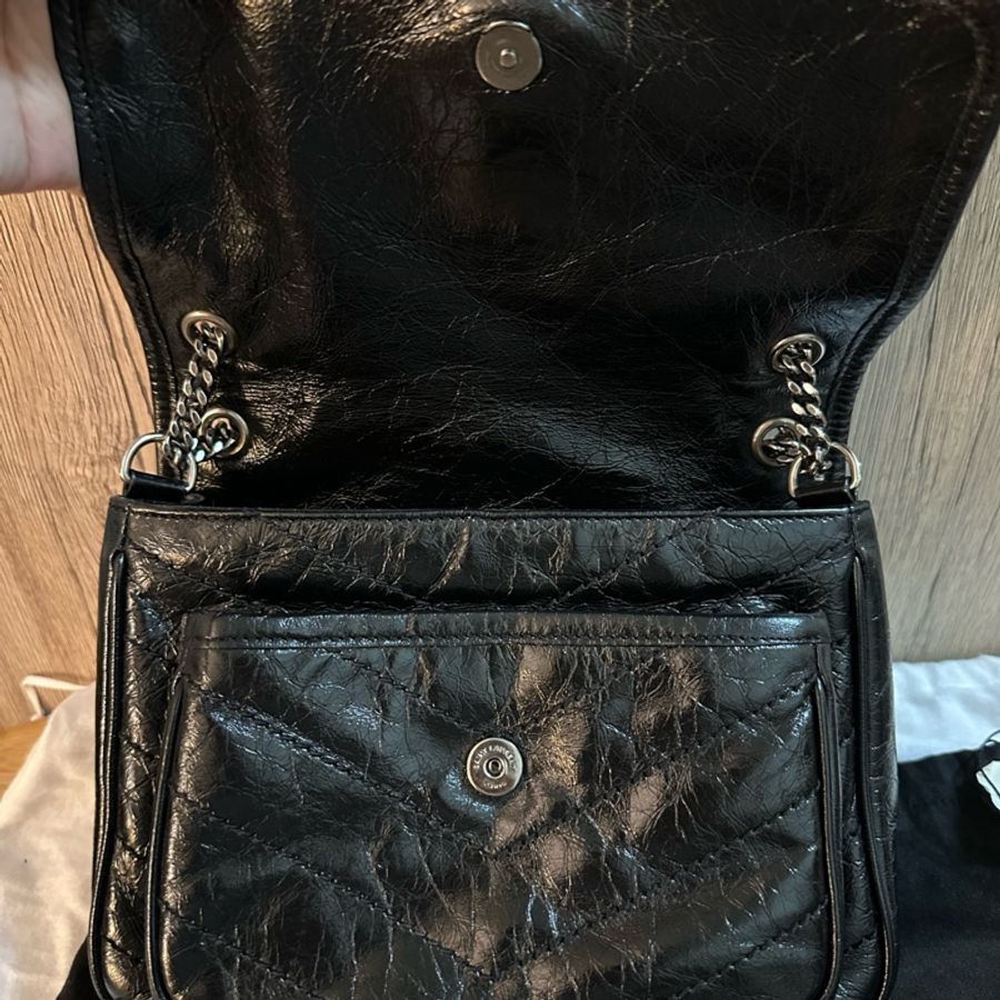專櫃正品Saint Laurent YSL NIKI復古皮革BABY 黑色-21