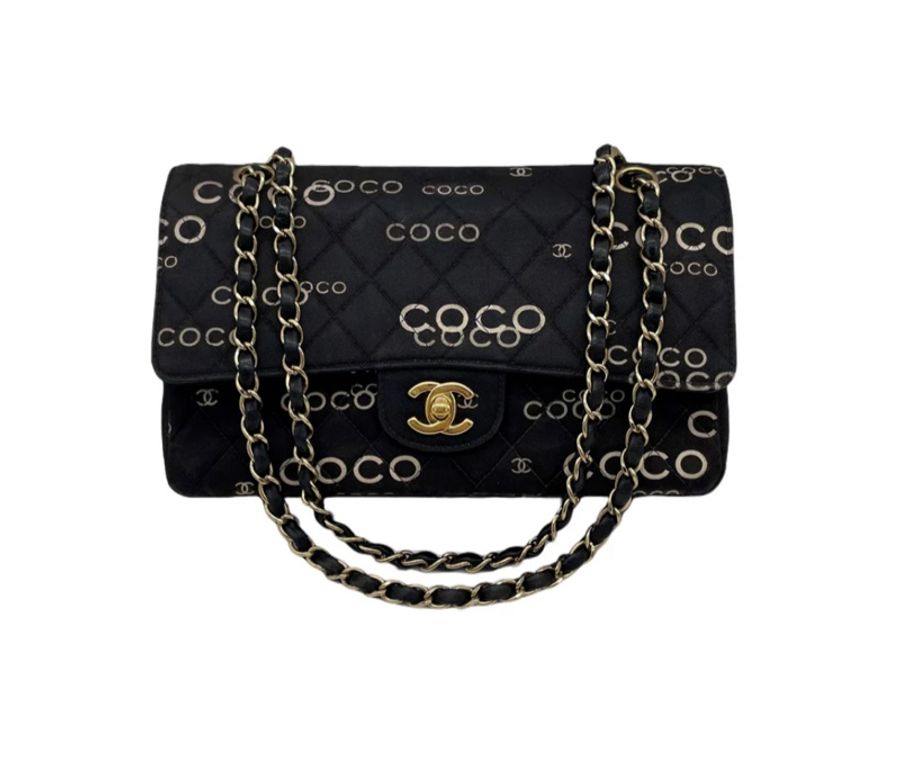「JL精品代購」 9新 Chanel 香奈兒黑色 coco 字母cf25-3