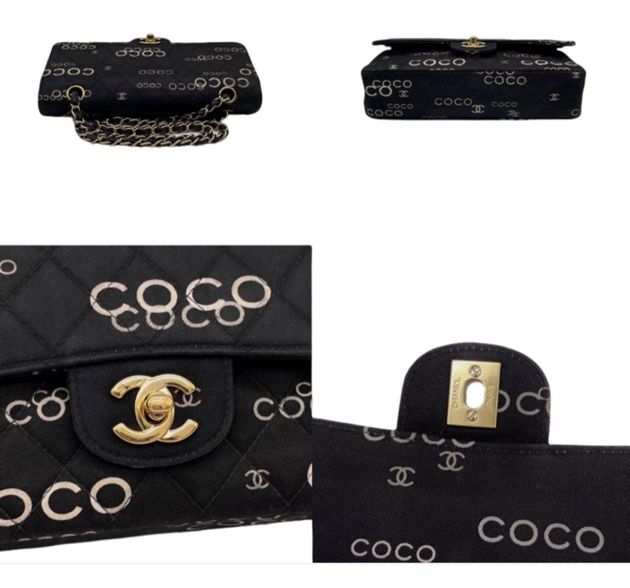 「JL精品代購」 9新 Chanel 香奈兒黑色 coco 字母cf25-5