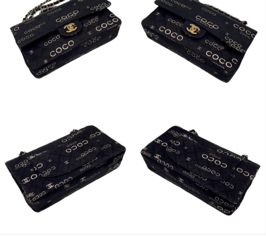 「JL精品代購」 9新 Chanel 香奈兒黑色 coco 字母cf25-6