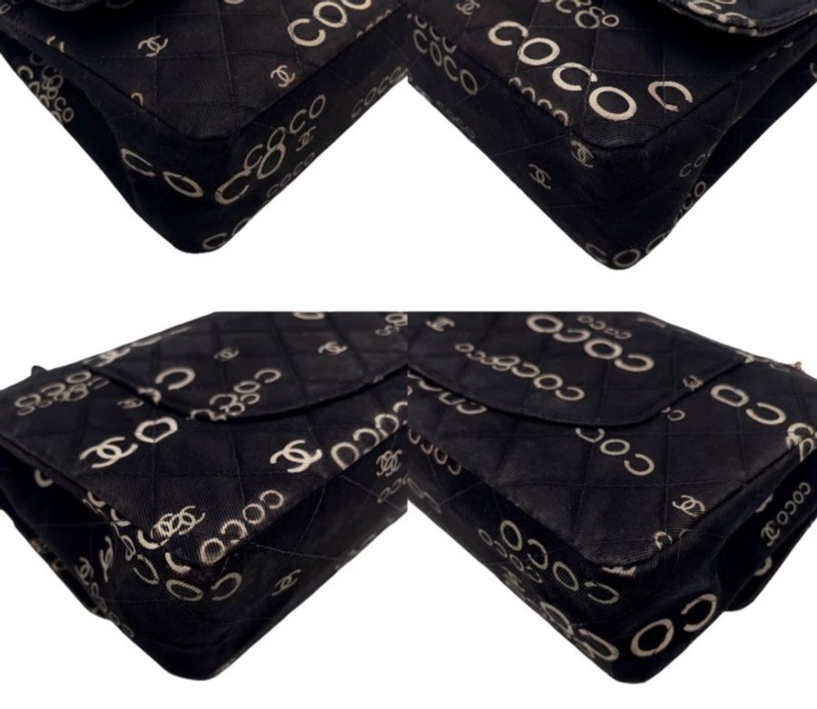 「JL精品代購」 9新 Chanel 香奈兒黑色 coco 字母cf25-7