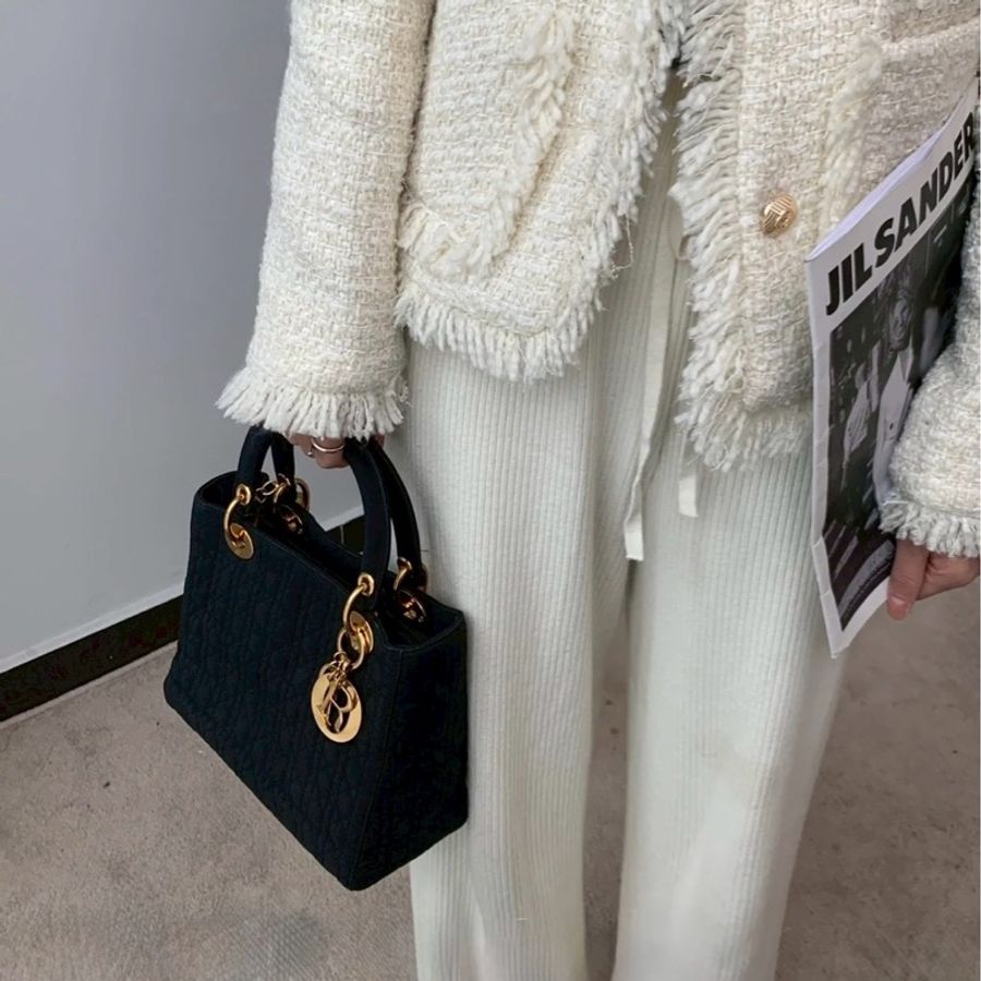 Dior 中古黑金戴妃包 25  - 無背帶鏈子-1