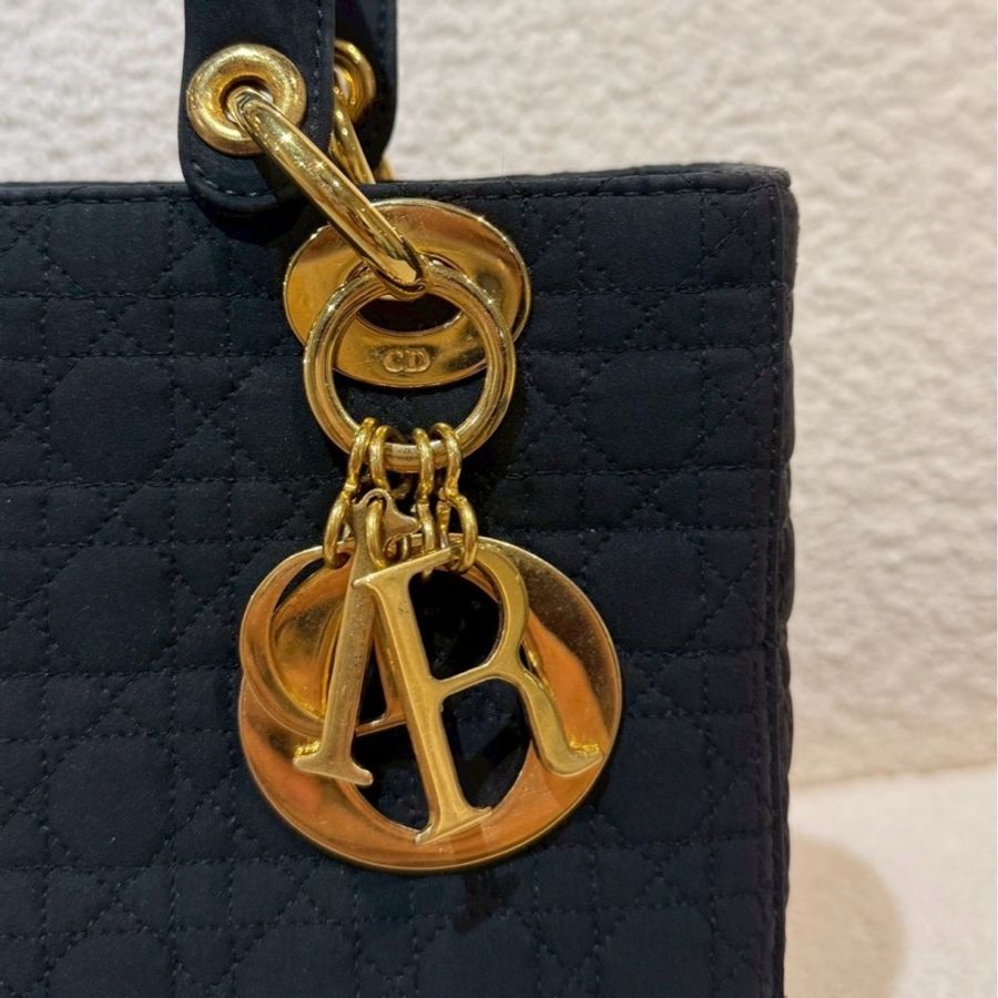 Dior 中古黑金戴妃包 25  - 無背帶鏈子-6
