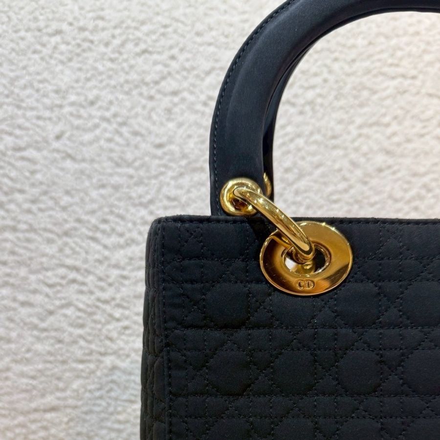 Dior 中古黑金戴妃包 25  - 無背帶鏈子-8