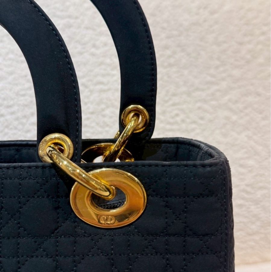 Dior 中古黑金戴妃包 25  - 無背帶鏈子-11