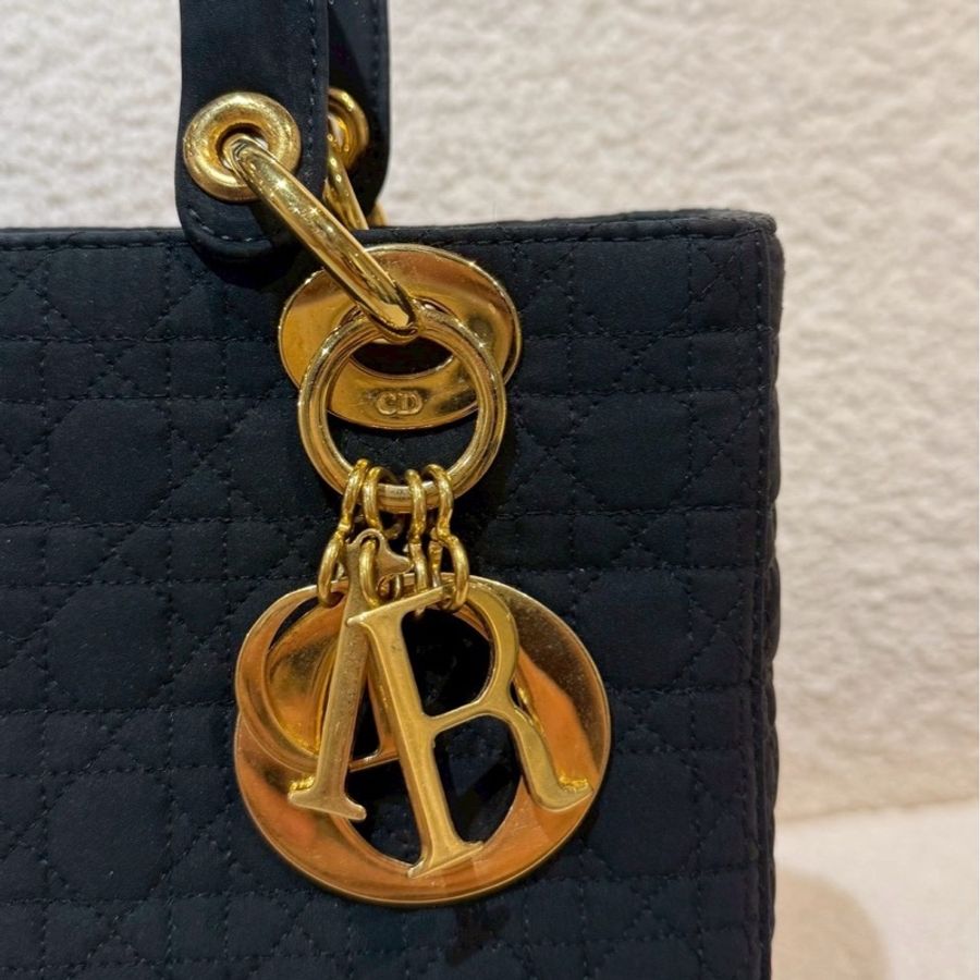 Dior 中古黑金戴妃包 25  - 無背帶鏈子-12