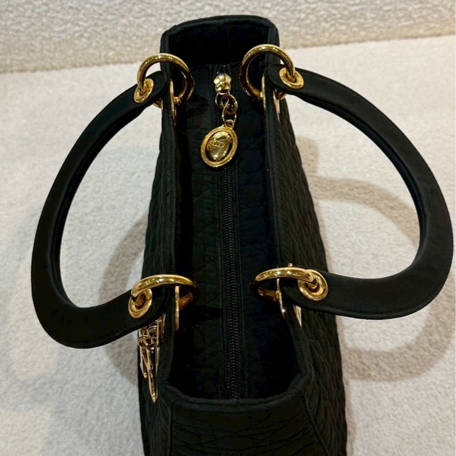 Dior 中古黑金戴妃包 25  - 無背帶鏈子-14