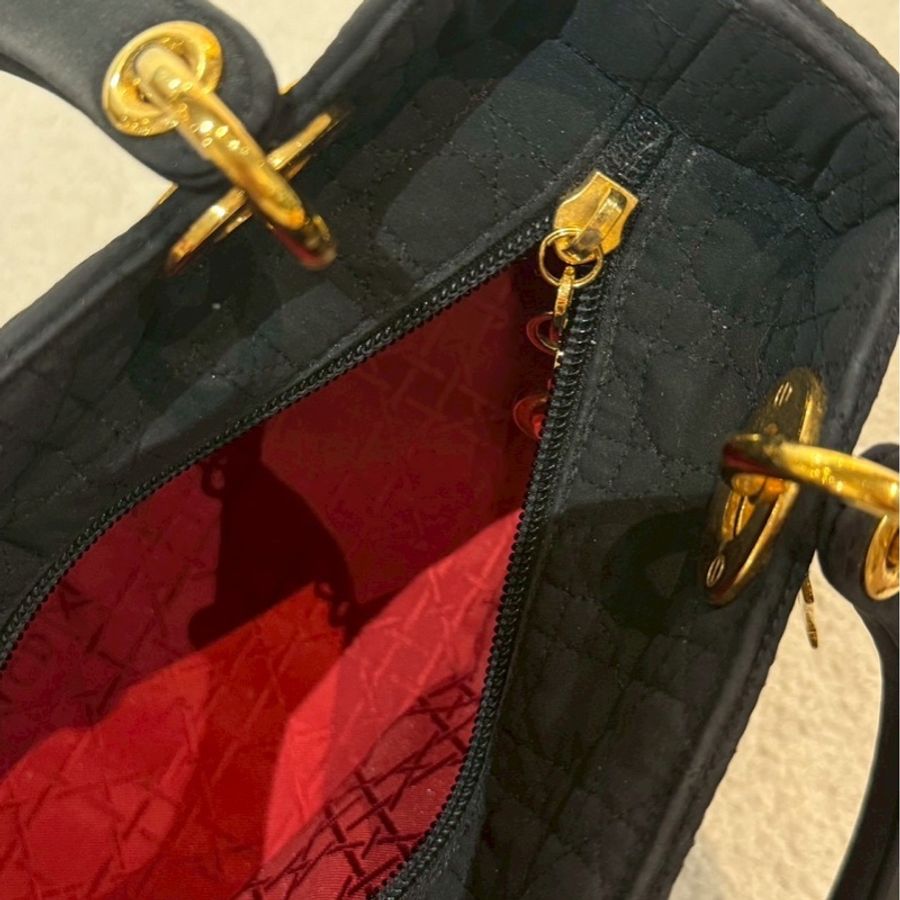 Dior 中古黑金戴妃包 25  - 無背帶鏈子-15