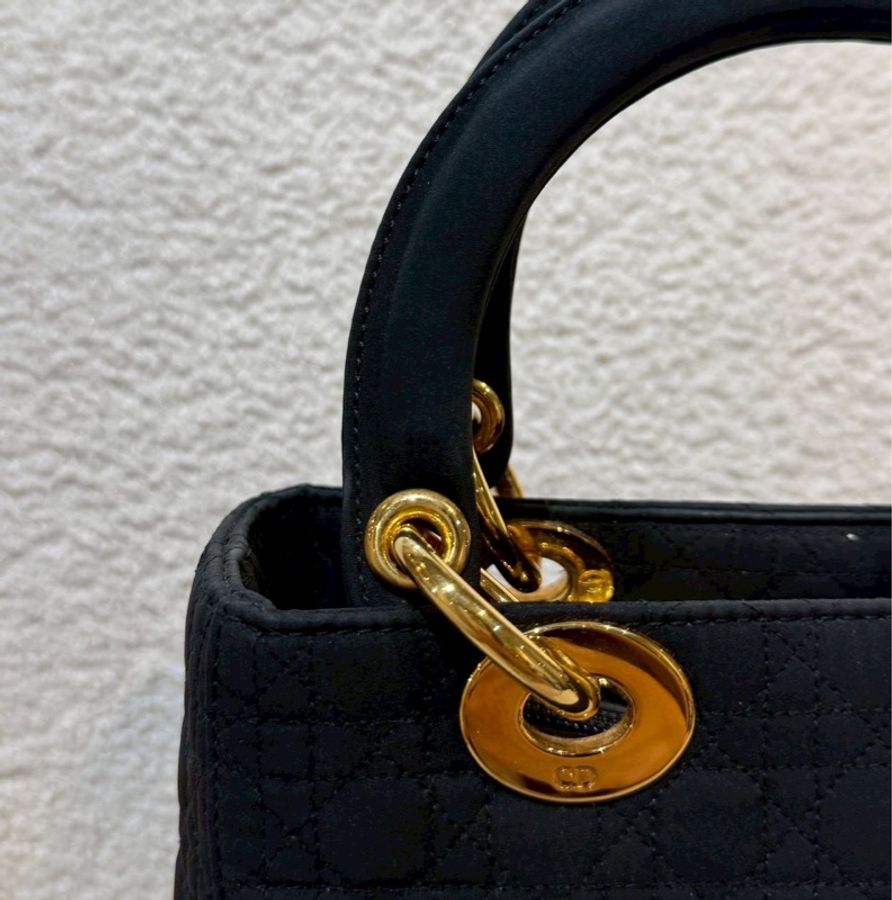 Dior 中古黑金戴妃包 25  - 無背帶鏈子-16