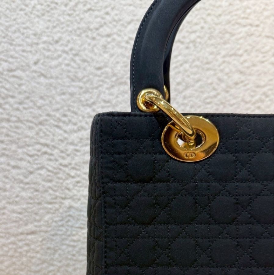 Dior 中古黑金戴妃包 25  - 無背帶鏈子-17