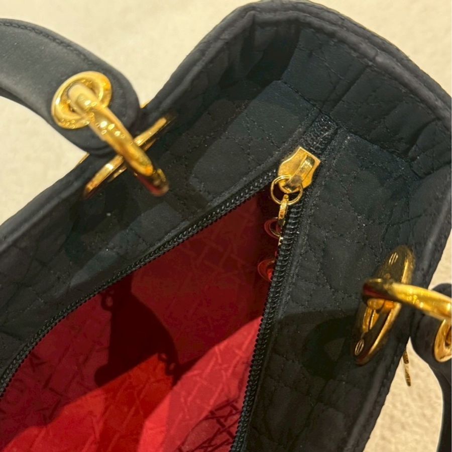Dior 中古黑金戴妃包 25  - 無背帶鏈子-19