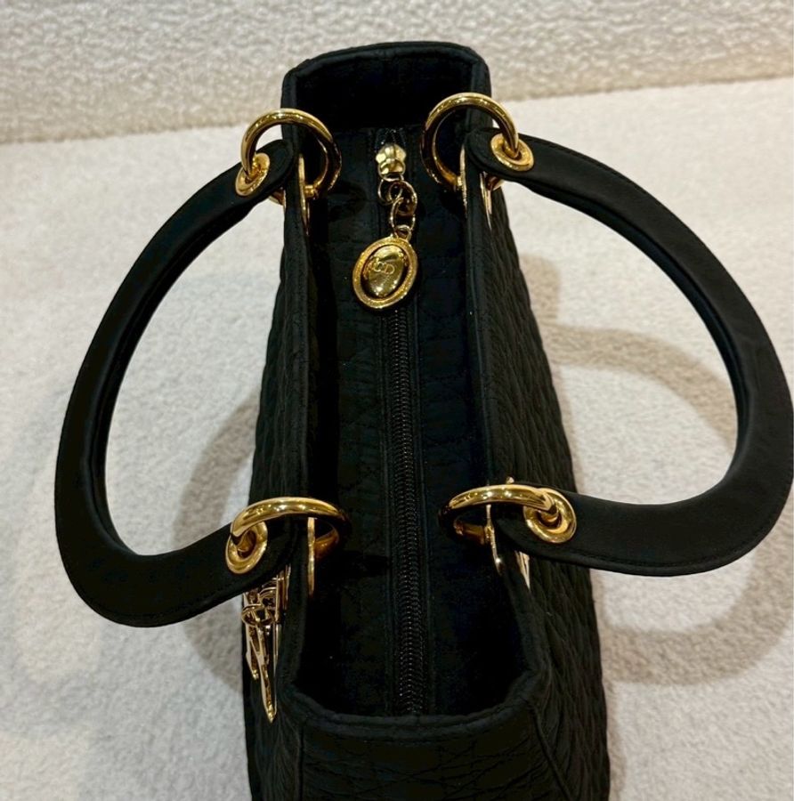Dior 中古黑金戴妃包 25  - 無背帶鏈子-20