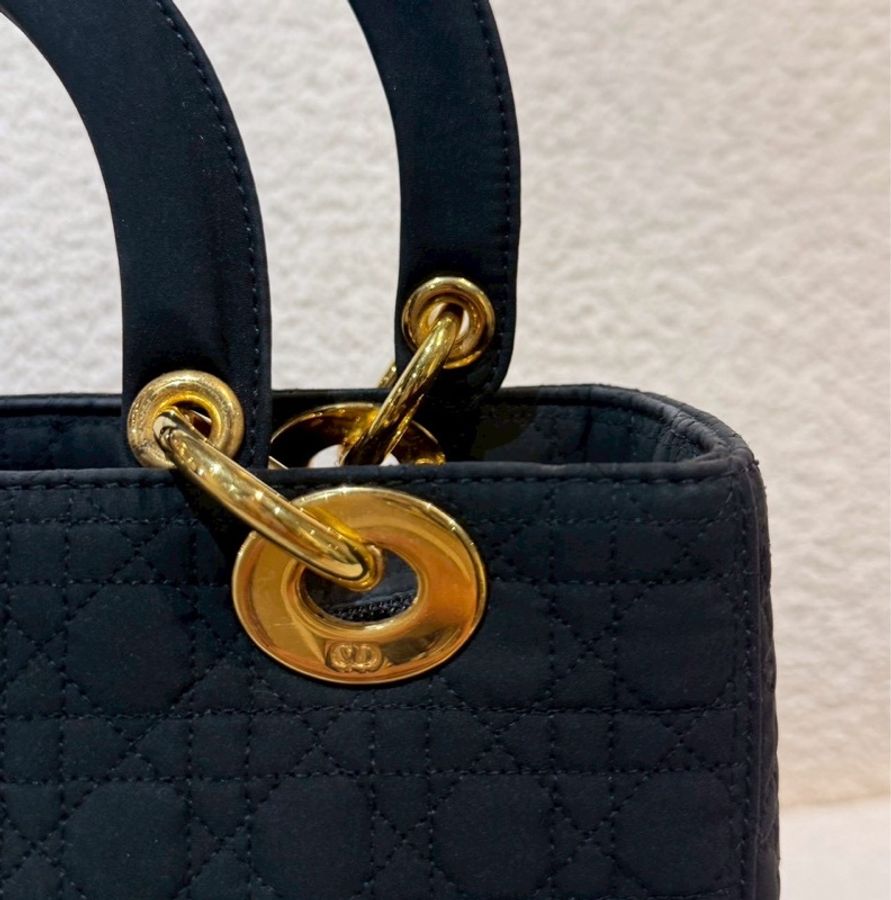 Dior 中古黑金戴妃包 25  - 無背帶鏈子-21