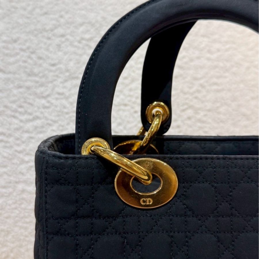 Dior 中古黑金戴妃包 25  - 無背帶鏈子-22
