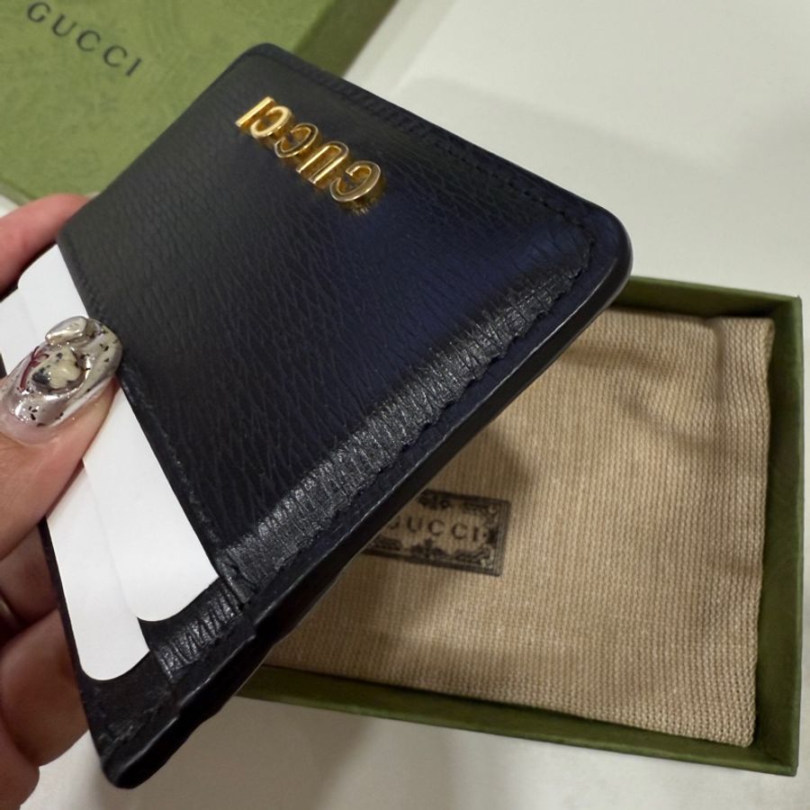 降價‼️gucci 經典 黑牛皮 防刮logo 5卡夾-4