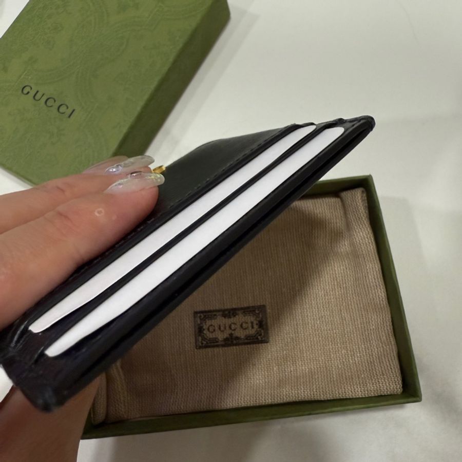 降價‼️gucci 經典 黑牛皮 防刮logo 5卡夾-6